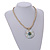 Mother Of Pearl Round Pendant with Twisted Glass Bead Necklace in Antique White - 44cm L/ 50mm Diameter - view 3