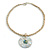 Mother Of Pearl Round Pendant with Twisted Glass Bead Necklace in Antique White - 44cm L/ 50mm Diameter - view 5