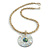 Mother Of Pearl Round Pendant with Twisted Glass Bead Necklace in Antique White - 44cm L/ 50mm Diameter - view 2