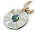 Mother Of Pearl Round Pendant with Twisted Glass Bead Necklace in Antique White - 44cm L/ 50mm Diameter - view 4