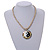 Mother Of Pearl 'Yin Yang' Round Pendant with Twisted Glass Bead Necklace in Antique White - 44cm L/ 50mm Diameter - view 8