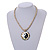 Mother Of Pearl 'Yin Yang' Round Pendant with Twisted Glass Bead Necklace in Antique White - 44cm L/ 50mm Diameter - view 3