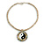 Mother Of Pearl 'Yin Yang' Round Pendant with Twisted Glass Bead Necklace in Antique White - 44cm L/ 50mm Diameter - view 5