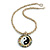 Mother Of Pearl 'Yin Yang' Round Pendant with Twisted Glass Bead Necklace in Antique White - 44cm L/ 50mm Diameter - view 2