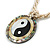 Mother Of Pearl 'Yin Yang' Round Pendant with Twisted Glass Bead Necklace in Antique White - 44cm L/ 50mm Diameter - view 4