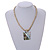 Mother Of Pearl Square Pendant with Twisted Glass Bead Necklace in Antique White - 44cm L - view 3