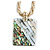 Mother Of Pearl Square Pendant with Twisted Glass Bead Necklace in Antique White - 44cm L