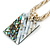 Mother Of Pearl Square Pendant with Twisted Glass Bead Necklace in Antique White - 44cm L - view 5
