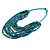 Statement Multistrand Wood Bead Cotton Cord Bib Style Necklace In Teal - 64cm Long - view 6