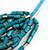 Statement Multistrand Wood Bead Cotton Cord Bib Style Necklace In Teal - 64cm Long - view 4