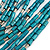 Statement Multistrand Wood Bead Cotton Cord Bib Style Necklace In Teal - 64cm Long - view 3