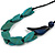 Teal Wood Leaf with Dark Blue Wood Bird Black Cotton Cords Necklace - 80cm L Adjustable - view 4