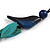 Teal Wood Leaf with Dark Blue Wood Bird Black Cotton Cords Necklace - 80cm L Adjustable - view 5