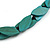 Teal Wood Leaf with Dark Blue Wood Bird Black Cotton Cords Necklace - 80cm L Adjustable - view 6