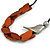 Bronze Brown Wood Leaf with Metallic Silver Wood Bird Black Cotton Cords Necklace - 80cm L Adjustable - view 4