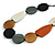 Off White/ Black/ Grey/ Brown Geometric Wood Bead Necklace with Black Cotton Cord - Adjustable - 90cm L - view 4