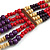 Multistrand Natural/ Red/ Purple Wooden Bead Black Cord Necklace - 100cm L Adjustable - view 3