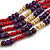 Multistrand Natural/ Red/ Purple Wooden Bead Black Cord Necklace - 100cm L Adjustable - view 4
