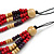 Multistrand Natural/ Red/ Purple Wooden Bead Black Cord Necklace - 100cm L Adjustable - view 5
