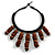 Statement Brown Wood Bead Fringe Bib Style Collar Necklace - 58cm Long/ 12cm Drop