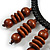 Statement Brown Wood Bead Fringe Bib Style Collar Necklace - 58cm Long/ 12cm Drop - view 3