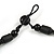 Statement Brown Wood Bead Fringe Bib Style Collar Necklace - 58cm Long/ 12cm Drop - view 4