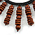 Statement Brown Wood Bead Fringe Bib Style Collar Necklace - 58cm Long/ 12cm Drop - view 5