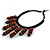 Statement Brown Wood Bead Fringe Bib Style Collar Necklace - 58cm Long/ 12cm Drop - view 6