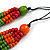 Multistrand Multicoloured Wooden Bead Black Cord Necklace - 100cm L Adjustable - view 7