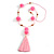 Baby Pink Glass Bead, Pom Pom, Tassel Long Necklace - 88cm L/ 17cm Tassel - view 3