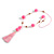 Baby Pink Glass Bead, Pom Pom, Tassel Long Necklace - 88cm L/ 17cm Tassel - view 5
