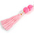 Baby Pink Glass Bead, Pom Pom, Tassel Long Necklace - 88cm L/ 17cm Tassel - view 6