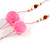 Baby Pink Glass Bead, Pom Pom, Tassel Long Necklace - 88cm L/ 17cm Tassel - view 7