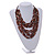 Statement Multistrand Wood Bead Cotton Cord Bib Style Necklace In Brown - 64cm Long - view 2