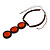 Statement Geometric Brown Wood and Orange Ceramic Bead Tassel Necklace - 44cm Long/ 17cm Front Drop - view 4