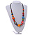 Multicoloured Wood Bead Black Cotton Cord Necklace - 66cm Long - view 2