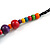 Multicoloured Wood Bead Black Cotton Cord Necklace - 66cm Long - view 8