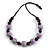 Purple/ Lavender Wood Bead Black Cord Necklace - 74cm Long