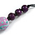 Purple/ Lavender Wood Bead Black Cord Necklace - 74cm Long - view 5