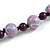 Purple/ Lavender Wood Bead Black Cord Necklace - 74cm Long - view 6