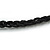 Black Wood Bead with White Floral Motif Black Cotton Cord Necklace - 66cm Long - view 6