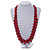 Long Cherry Red Cluster Wood Beaded Necklace - 82cm Long - view 3