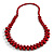 Long Cherry Red Cluster Wood Beaded Necklace - 82cm Long - view 4