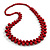 Long Cherry Red Cluster Wood Beaded Necklace - 82cm Long