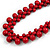 Long Cherry Red Cluster Wood Beaded Necklace - 82cm Long - view 2