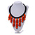 Statement Orange Wood Bead Fringe Bib Style Collar Necklace - 58cm Long/ 12cm Drop - view 2