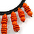 Statement Orange Wood Bead Fringe Bib Style Collar Necklace - 58cm Long/ 12cm Drop - view 3