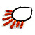 Statement Orange Wood Bead Fringe Bib Style Collar Necklace - 58cm Long/ 12cm Drop - view 5