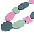 Long Mint/ Pink/ Grey Geometric Wood Bead Necklace with Black Cotton Cords - 110cm L - view 4