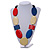 Long Blue/ Red/ Cream Geometric Wood Bead Necklace with Black Cotton Cords - 110cm L - view 2